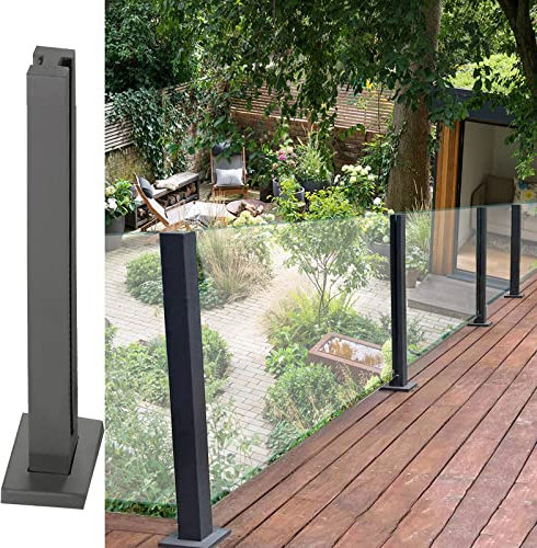 Poteaux de clôture de jardin en acier noir imperméables et résistants à la corrosion pour plancher en béton/parquet, panneaux métalliques robustes avec une épaisseur de 1,9 cm et 1,27 cm, poteau moyen