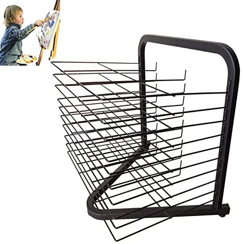 UQACHG Tisch-Kunst-Trockenständer, mobiler Kunst-Trockenständer, mobiler Wagen mit 10 Regalböden, praktisch/langlebig, für einen Kunst-Organizer, Gemälde, Lagerung und alle Troc