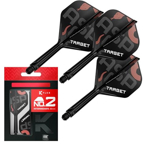 Target Darts Nathan Aspinall K Flex Flights und Shaft System, No.2 | Packung mit 3 Kflex All In One Flights, Player Edition Darts Zubehör | K-Flex Dart Schaft Short/Intermediate/Medium