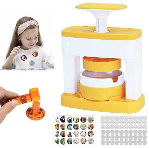 KEGOZ Máquina para hacer botones, máquina para hacer insignias de 55 mm, juego de prensa de punzonado con cortador circular y 48 piezas de botón, máquina para hacer pines redondos para niños y