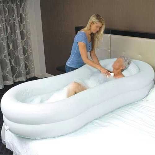 KYZTMHC Baignoire-Douche Gonflable, lit-Douche pour Adulte, Baignoire-Douche Gonflable, Aide au Bain dans Le lit, pour Personnes âgées, handicapées, Seniors, Patients alités(White)
