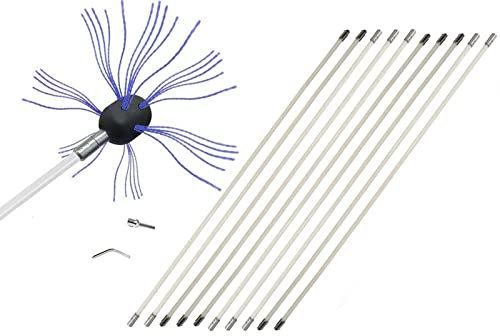 Cepillo Limpiador De Chimeneas De 8 M, Kit De Barrido De Chimeneas De Nailon, 8 Varillas Flexibles, Deshollinador De Chimeneas De 1 M, For Estufa De Pellets(10 m)