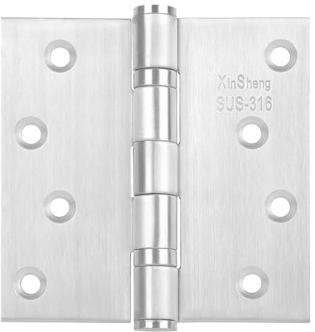 XINSheng 316 dörrgångjärn i rostfritt stål – 10 cm x 10 cm, 3 mm tjocklek, rostförebyggande av marinkvalitet, 49 kg stöd, tyst design med, 316 inre axel i rostfritt stål, 3 delar, 24 skruvar
