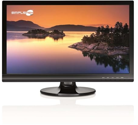 SIMPLETEK - Monitor 22 LED Full HD FHD DVI VGA Schermo Display VESA Nero con Base L22T-2 Cavo di Alimentazione e VGA Inclusi (Ricondizionato)