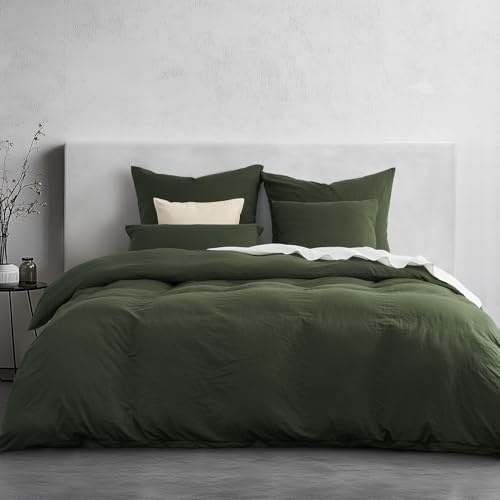Duvetnova Bettwäsche 135x200 2 teilig Superweiche Vorgewaschene Mikrofaser Baumwollähnlich ÖKO-TEX 1 Bettbezug 135 x 200+1 Kissenbezug 80x80–alle mit Reißverschluss Bettwäsche Einzelbett Grüne
