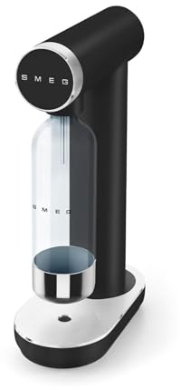 Smeg SKC01BLM Soda Maker, Non-Slip Feet, Space Saving Design, 800ml, Matte Black