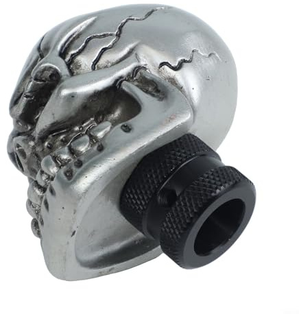 HpLive Totenkopf-Schaltknauf，Schädel-Schaltknauf Autoteile Zubehör Innendekoration für Meisten Autos(Silver)