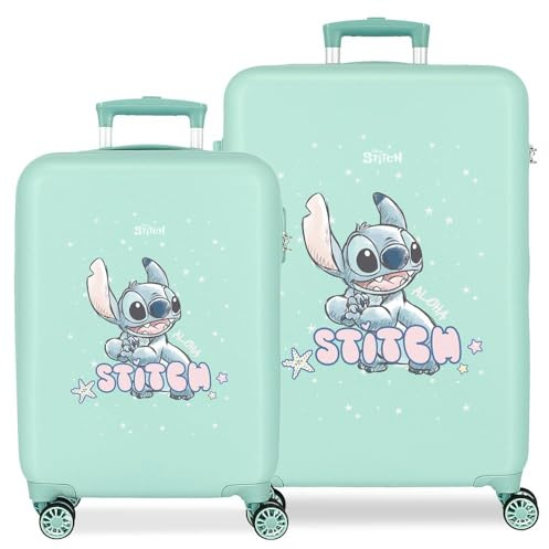 Disney Lovely Stitch Set di valigie blu 55/65 cm rigido 5,6 kg Chiusura a combinazione laterale ABS 5,6 kg 91L Bagaglio a mano, blu, Taglia unica, Set di valigie