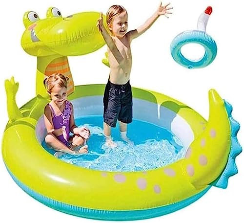 OUYUE Piscina Hinchable Castillo Inflable De Cocodrilo, Piscina Aireada con Fuente Y Férula De Pato, Uso En Jardines Al Aire Libre Piscina para Exteriores