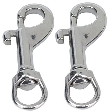 Syrisora - Gancho de buceo para fin a fino, ganchos de un solo pernos finos, 2 pernos de extremo único, 316 pernos, acero inoxidable, ganchos giratorios para collar de perro, 65 mm