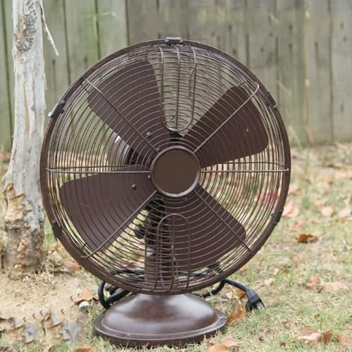 TYH Ventilador oscilante Vintage de 30 cm, de Cobre, para Escritorio, 3 velocidades silenciosas, para el hogar, Adorno Vintage de Hierro para Ventilador de Escritorio