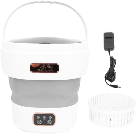 Nurnesy 12L Mini Lavatrice Portatile Pieghevole - Drenaggio a Secco e Automatico di Spin Delicato per Appartamenti, Dormitori, Hotel (Plug)