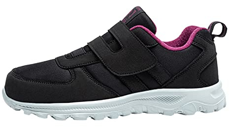 Zapatos para diabéticos de ajuste extra ancho para mujer, con correa ajustable, zapatos de senderismo al aire libre, zapatillas ortopédicas antideslizantes para pies hinchados, fascitis plantar