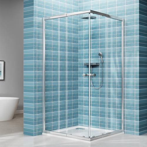 LARWORKS Duschkabine Eckeinstie für 80x80 & 90x90 Duschkabine,Duschabtrennung variabel 75-90 cm, 4 mm ESG Glas Sicherheitsglas mit Nano-Glasschutzbeschichtung, 180 cm Höhe
