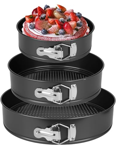 YXHZVON Springform Cake Pan, 3PCS Stainless Steel Springform Tin, Cake Tin for Baking for Cheesecake, Removable Base, Deep Round Spring Form Cake Pans for Baking (18/20/22cm)