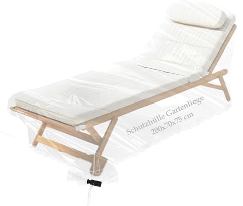 Schutzhülle Gartenliege Abdeckung 200x70x75 cm Gartenliege Sonnenliege mit Kordelzug Transparent Liege Schutz Abdeckung Abdeckhaube für Gartenmöbel Sonnenliege Liegestuhl