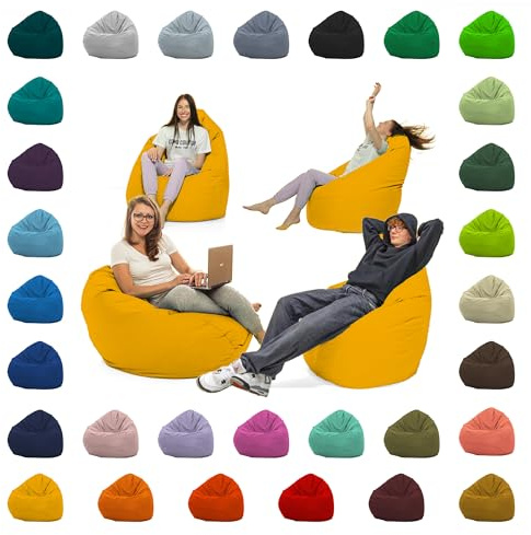 GlückBean Sitzsack XXL – Beanbag für Kinder & Erwachsene – In & Outdoor geeignet – Wasserabweisend & pflegeleicht – Gefüllt mit hochwertigen EPS-Perlen – Ideal zum Gaming & Entspannen (Gelb, XXL)