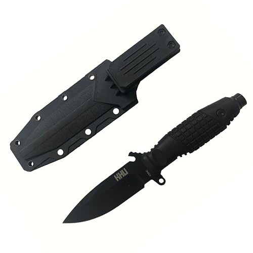 KHU 420HC Stahl Jagdmesser Survival Messer Feststehende Klinge Outdoor Messer Bushcraft Camping Messer, Kunststoff Griff, Outdoor Jagd Camping Wandern Scheide - 36A