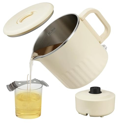 ADOGO Set di cere per fusione di cera elettrica, 1 l, per candele fai da te, sapone, cera di soia, include spatola in silicone, termometro, stoppino per candele, adesivi per stoppini, supporto in