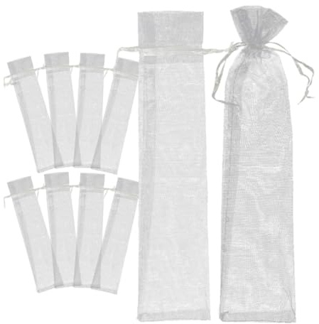 MERRYHAPY Kleine Organzabeutel Verschleißfest aus Organza mit Kordelzug 10 Stück Silberfarben zur Aufbewahrung von Schmuck und Halsketten bei Hochzeiten