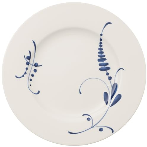 Villeroy and Boch Vieux Luxembourg Brindille Dinner Plate, 27 cm, Premium Porcelain, White/Blue