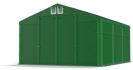 Das Company Tenda di Stoccaggio Verde 4x6x2.5m Impermeabile 560 g/m2 PVC Telone Costruzione Winter sul Fondo e Rinforzi Tetto e Dell'Ingresso Tutto L'anno Tenda da Giardino, Tendone - Tendoni