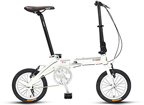 14 Zoll BMX Fahrrad, Leichtes Aluminiumrahmen Rennrad, Leicht Zu Falten, für Damen Und Jugendliche (Color : White)