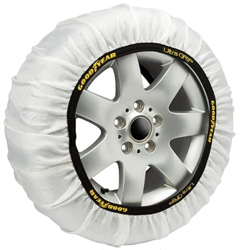 Goodyear Set of 2 Fabric Snow Chains for Cars Ultra Grip Size XL Specific for Vehicle Operation, Textile, White, for R14 - R21 (Detailed Measurements Inside)