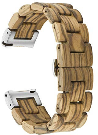 AIYIBEN Schnellspannarmband, Uhrenarmband aus Naturholz, Wahl der Armbandfarbe und -breite 18mm, 19mm, 20mm, 21mm, 22mm, 23mm oder 24mm (20mm, Zebra)