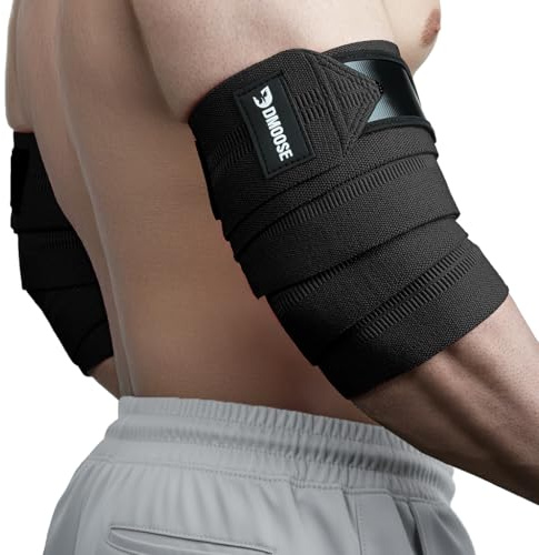 DMoose Fitness armbågsskydd för tyngdlyftning (par) 100 cm justerbart bandage för att stödja lederna, smärtlindring – armbågsskydd för träning på gymmet