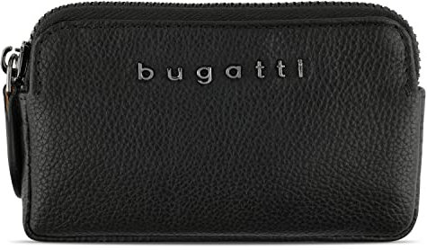 bugatti Bella Schlüsseletui aus echtem Leder, Schlüsselmäppchen mit 2 Ringen in schwarz