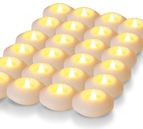 LARDUX Pack of 24 LED Floating Candles - 3 Inch Flameless Plastic Floating Tea Lights for Bathtub Swimming Pool Vase Centerpiece Decoration