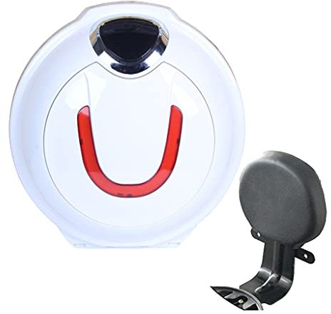 JUNNIU Caja Superior de Scooter de Motocicleta con Soporte de Maletero y Respaldo cómodo Caja Trasera de Motocicleta pequeña Adecuada para Modelos con Respaldo Desmontable/Blanco/s Decoration