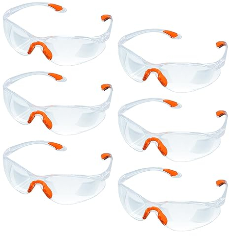 AYNKH 6PCS Safety Glasses, Anti Fog Goggles Eyewear Eye Protection for Work, Wrap Around Security Equipment with Clear Lenses and Rubber Nose and Ear Grips for Construction Laboratory Chemicals