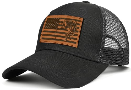 Ozrhuve Fishing Hat Fishing Gifts for Men Bass Fish Flag Snapback Trcuker Hats for Men Fishing Gear Accessories Stuff Fisherman Gifts for Dad Husband Father's Day