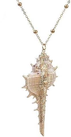 FUSHENGTER Halskette Herren Pulloverkette Damen Anhänger Frauen Männer Bohemian Natürliche Kauri Muschel Anhänger Halskette Muschel Kette Halskette Mode Sommer Strand Frauen Mädchen Gesch
