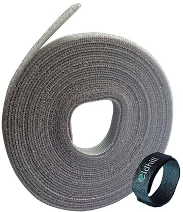 Oldhill Fastening Tapes Hook and Loop Reusable Straps Wires Cords Cable Ties - 1/2 Width, 15' x 3 Rolls Grey, BY0882403A