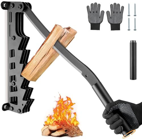 Pro Kindling Splitter Wall Mounted, Log Splitter Firewood Manual Wood Splitter, Heavy Duty Kindling Splitter with Ergonomic Handle, Ideal for Firewood, Robust Steel Design