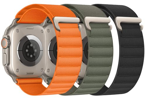 3 Pack Alpine Loop Compatible with Apple Watch Straps 45mm 44mm 46mm 49mm 42mm for Women Men, Nylon Sport Loop Replacement Band mit C-Hook for iWatch Ultra 3 2 1 SE Series 11 10 9 8 7 6 5 4 3 2 1