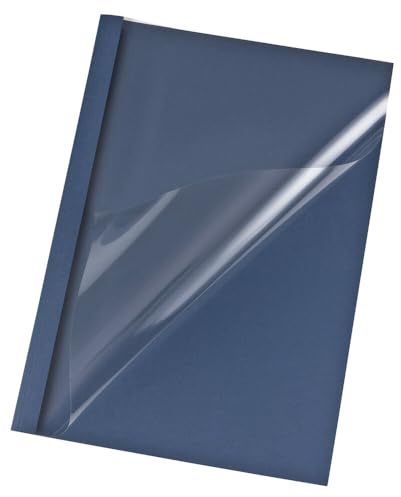 VEPATIM 50 Thermobindemappen A4 4mm für 40 Blatt Lederoptik blau