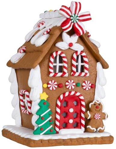 Christmas Paradise Lebkuchenhaus 14cm Weihnachtliche Dekoration Pfefferkuchenhaus braun-weiß