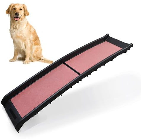 DIVCHI Rampe antidérapante pour Chien - Légère et Portable - en Plastique - Pliable - Rouge