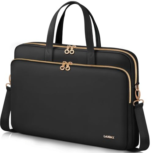 Lausiax 17 17.3 Inch Laptop Case Bag Women Men Compatible with HP OmniBook Envy Omen Pavilion/Dell Inspiron Precision/LG Gram/Yoga ThinkPad, Messenger Carrying Briefcase Computer Bag 18 inch, Black | Compatible with HP OmniBook Envy Omen Pavilion/Dell Inspiron Precision/LG Gram/Yoga ThinkPad, Carrying Bag 18 inch, Black