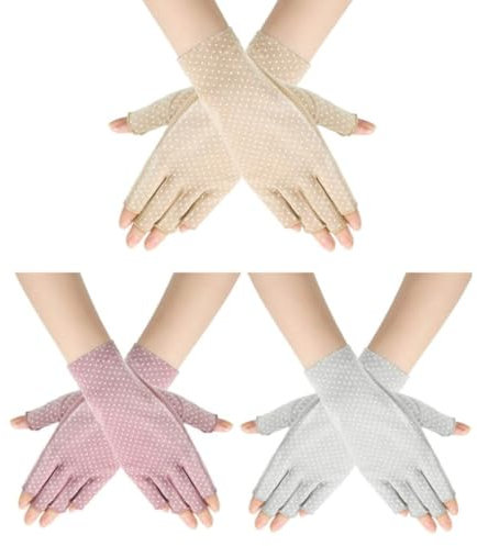 Jorzer Fingerlose Handschuhe UV-Schutz Nicht-rutschfeste Sommer-Fahrhandschuhe Halbfingerhandschuhe Sonnenschutzmittel UV-Schutz Baumwollhandschuhe Halbfingerhandschuhe