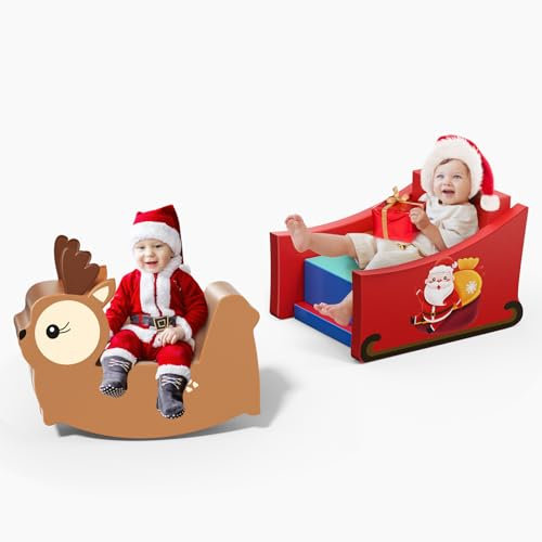 nmoiww Schaumstoffbausteine, Großbausteine ​​für Babys und Kleinkinder, mit Rutsche, Bögen in Mehreren Größen, zum Indoor-Klettern (7-Weihnachtsfarbe)