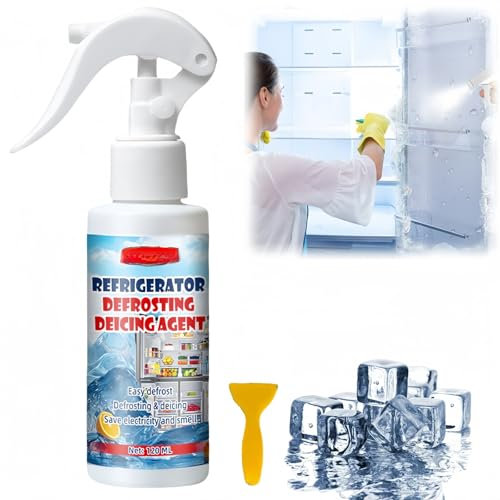 Defrosting Spray for Fridge Freezer,Freezer Defrosting Spray,Powerful Rapid Refrigerator Freezer Defroster Spray,Mild Formula Fridge Freezer Deicer Spray,Fast Acting Defrost Spray for Freezer,120ml