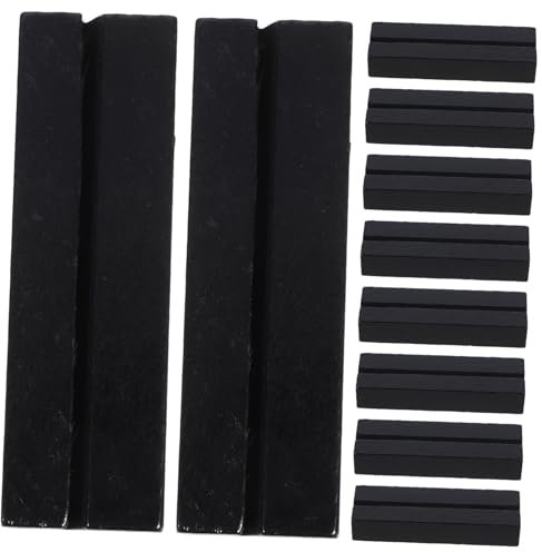 DECHOUS Rustic Wooden Place Card Holders with Photo and Business Card Stand, Black Natural Wood Table Name Display for Retail and Office Use, 10pcs Memo Clip Set