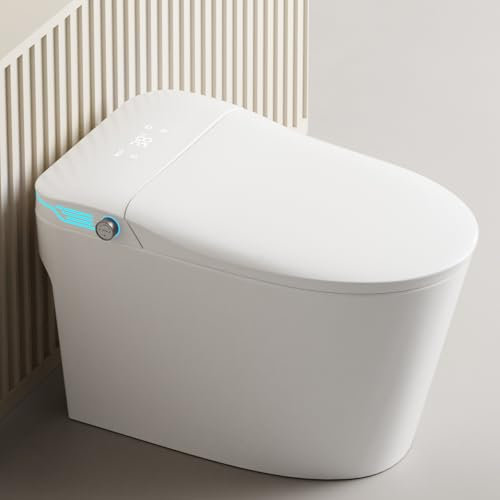 YMXEURSC Toilettes intelligentes, Toilettes intelligentes avec Bidet intégrée, Opération de Coup de Pied, Toilette en Une pièce avec siège de Bidet chauffé (White)