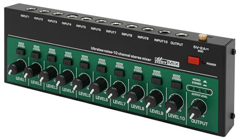 Mini mixer audio a 10 canali in ferro con interfaccia 5 V/computer, 1/4 TRS/TS, mixer audio stereo, mixer portatile, mixer stereo, mixer per sale private KTV, studi di registrazione