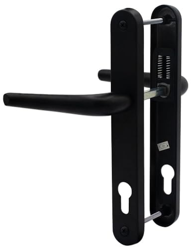 SHIELD HARDWARE uPVC Door Handle 92mm PZ Sprung Pair for PVC and Composite Doors Black 210mm Fixing Centres